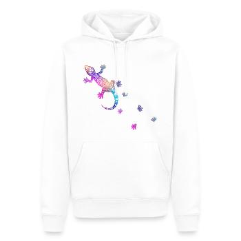 Gecko avec des traces de pas - Sweat à capuche Premium bio Homme - blanc - Devant - Nico (187cm)