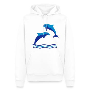 Delfine und Wellen, Delfin - Männer Premium Bio Hoodie - Weiß - Vorne - Nico (187cm)