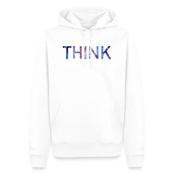 denken - Männer Premium Bio Hoodie - Weiß - Vorne - Nico (187cm)
