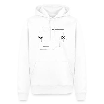 Schwarzer Rahmen Strichlinie Grundtext - Männer Premium Bio Hoodie - Weiß - Vorne - Nico (187cm)