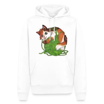 Mietze Mietzekatze, Katze Wolle Geschenk Stricken - Männer Premium Bio Hoodie - Weiß - Vorne - Nico (187cm)