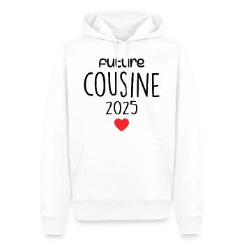 Cadeau Futur Cousine - Sweat à capuche Premium bio Homme - blanc - Devant - Nico (187cm)
