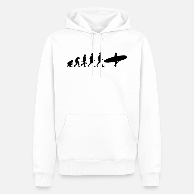 Evolution Surfing Surfer Surfboard Wellenreiten - Männer Premium Bio Hoodie - Weiß