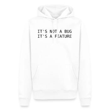 It's not a bug, its a feature - Men’s Premium Organic Hoodie - white - Front - Nico (187cm)