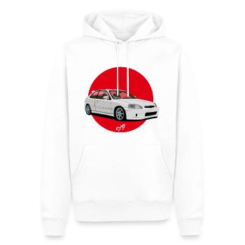 JDM ej9 - Männer Premium Bio Hoodie - Weiß - Vorne - Nico (187cm)