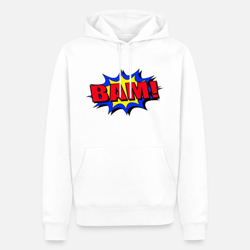 Bam Comic Slogan - Männer Premium Bio Hoodie - Weiß