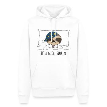 Faultier coole lustige Sprüche Bitte nicht stören - Männer Premium Bio Hoodie - Weiß - Vorne - Nico (187cm)