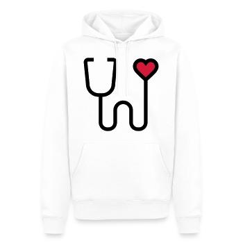 Stéthoscope dispositif d'écoute - Sweat à capuche Premium bio Homme - blanc - Devant - Nico (187cm)