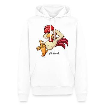 Der Fashion-Hahn - Männer Premium Bio Hoodie - Weiß - Vorne - Nico (187cm)