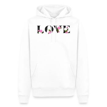 AMOUR - en rose rose rose fleurs et feuilles - Sweat à capuche Premium bio Homme - blanc - Devant - Nico (187cm)
