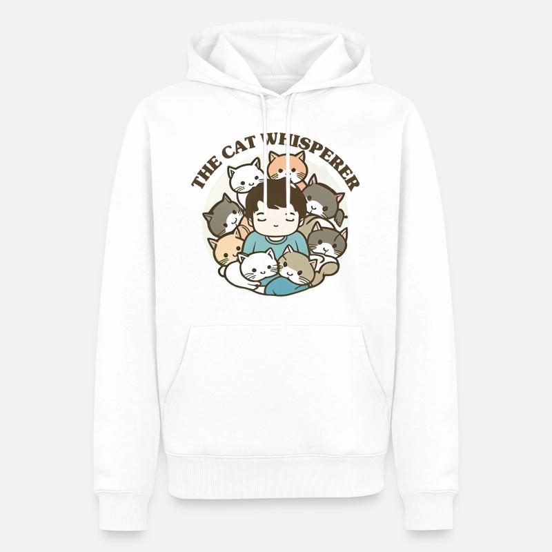 Der Katzenflüsterer - Männer Premium Bio Hoodie - Weiß