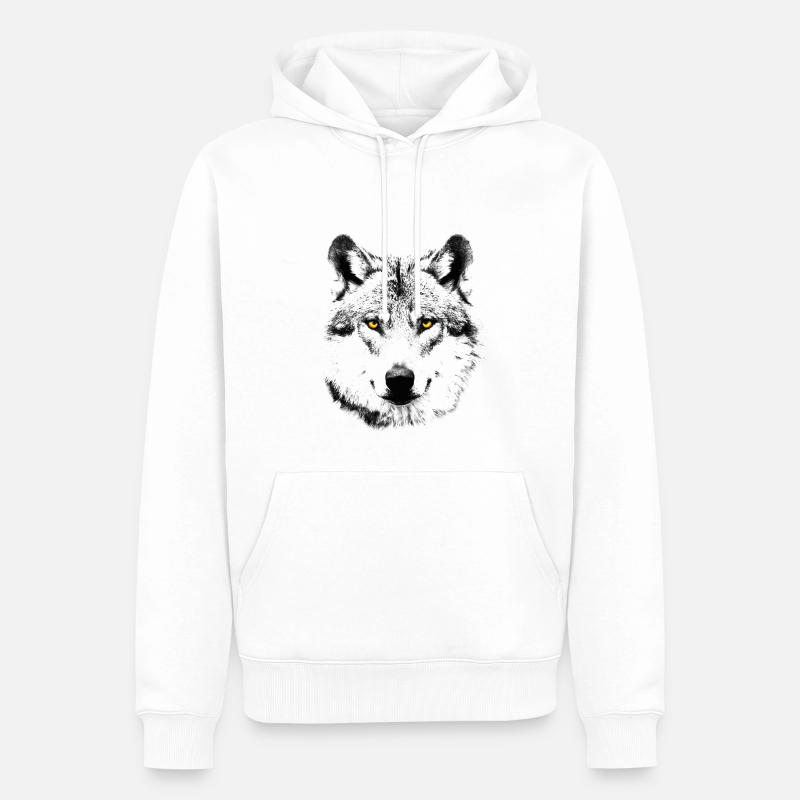 Le loup - Sweat à capuche Premium bio Homme - blanc
