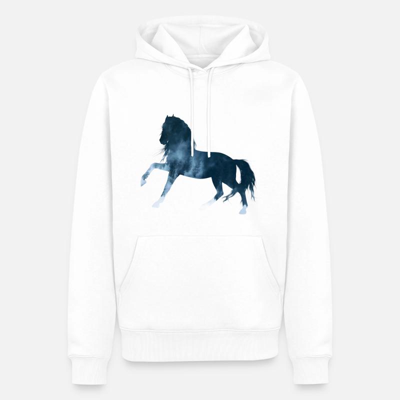 Pferd - Männer Premium Bio Hoodie - Weiß