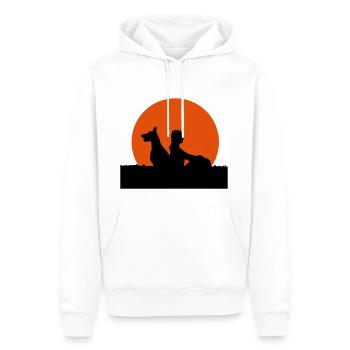 Cadeau fille amant animal chien lever de soleil - Sweat à capuche Premium bio Homme - blanc - Devant - Nico (187cm)