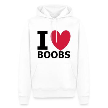 I Love Boobs - Männer Premium Bio Hoodie - Weiß - Vorne - Nico (187cm)