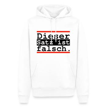Dieser Satz ist Falsch Witzig Geschenk - Männer Premium Bio Hoodie - Weiß - Vorne - Nico (187cm)