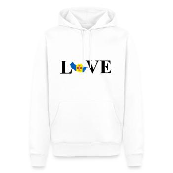 J'aime Madère - Sweat à capuche Premium bio Homme - blanc - Devant - Nico (187cm)