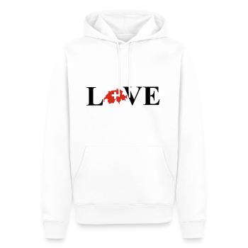 J'aime la Suisse (Suisse) - Sweat à capuche Premium bio Homme - blanc - Devant - Nico (187cm)