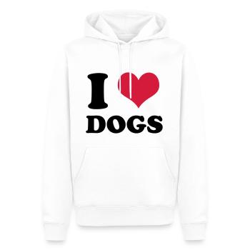 J'adore les chiens - Sweat à capuche Premium bio Homme - blanc - Devant - Nico (187cm)