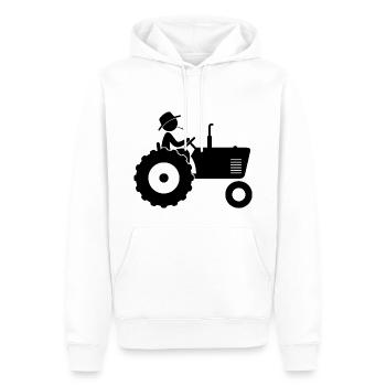 Bauer auf Traktor - Männer Premium Bio Hoodie - Weiß - Vorne - Nico (187cm)