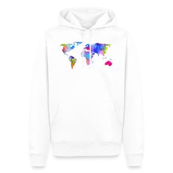 carte du monde - Sweat à capuche Premium bio Homme - blanc - Devant - Nico (187cm)