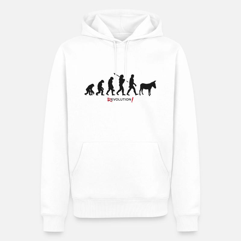 Evolution Revolution Esel Mann - Männer Premium Bio Hoodie - Weiß