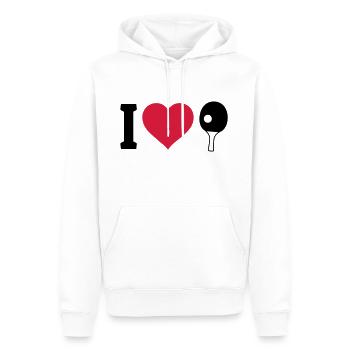 I love table tennis j'aime le tennis de table - Sweat à capuche Premium bio Homme - blanc - Devant - Nico (187cm)