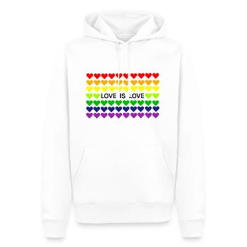 Love is Love Regenbogen Herz Fahne - Männer Premium Bio Hoodie - Weiß - Vorne - Nico (187cm)