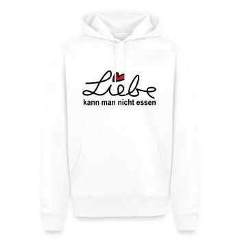 Liebe kann man nicht essen - T-Shirt Geschenk - Männer Premium Bio Hoodie - Weiß - Vorne - Nico (187cm)