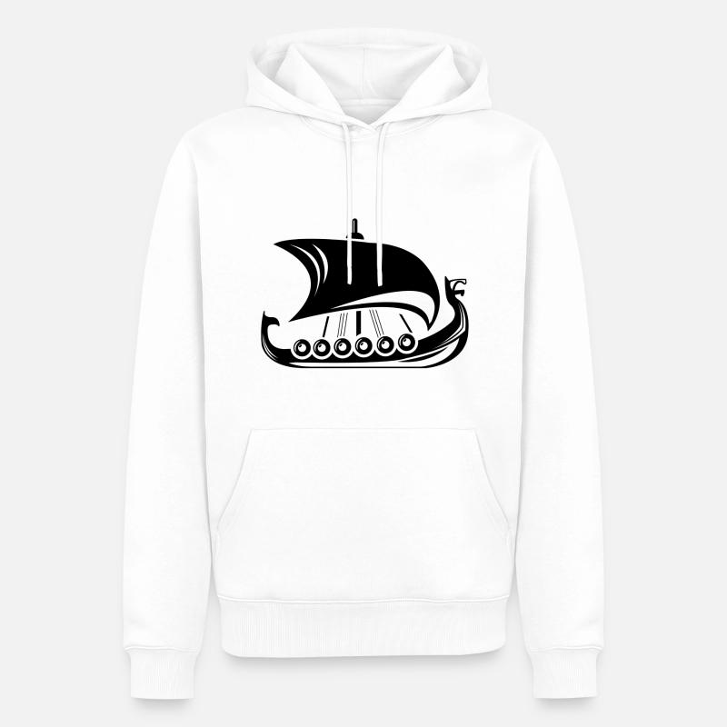 Wikinger Schiff - Männer Premium Bio Hoodie - Weiß