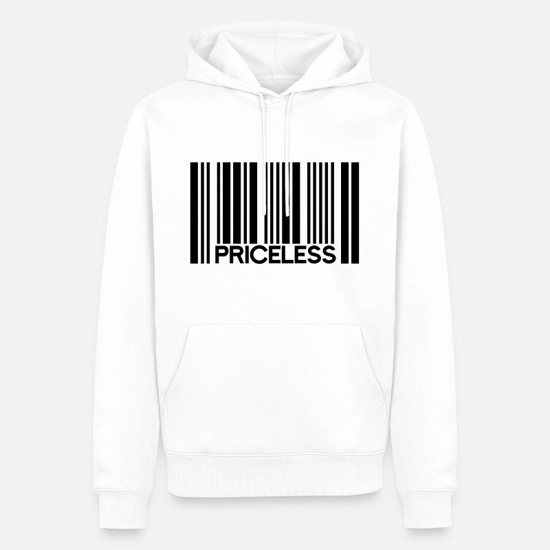 Code à barres inestimable Prix - Sweat à capuche Premium bio Homme - blanc