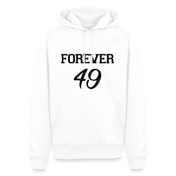 Forever 49 | Geschenk zum 50. Geburtstag - Männer Premium Bio Hoodie - Weiß - Vorne - Nico (187cm)