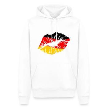 Fußball Deutschland 2020 Europameister WM Fan Kuss - Männer Premium Bio Hoodie - Weiß - Vorne - Nico (187cm)