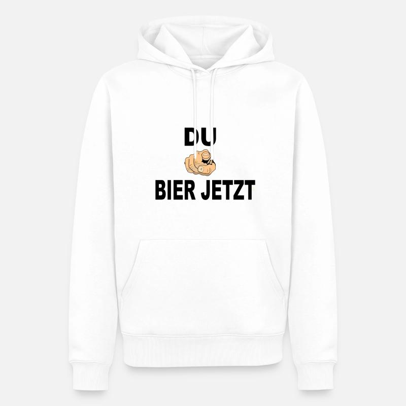 Bier jetzt - Männer Premium Bio Hoodie - Weiß