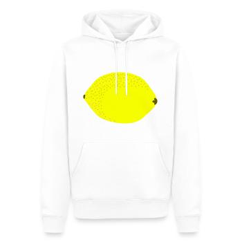 Knall Gelbe Zitrone, Obst, Geschenkidee - Männer Premium Bio Hoodie - Weiß - Vorne - Nico (187cm)