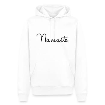 Namasté - Men’s Premium Organic Hoodie - white - Front - Nico (187cm)