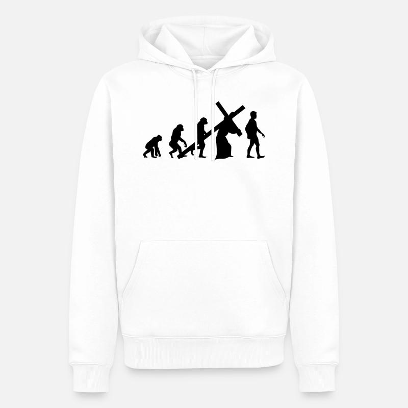 Evolution Religion - Männer Premium Bio Hoodie - Weiß