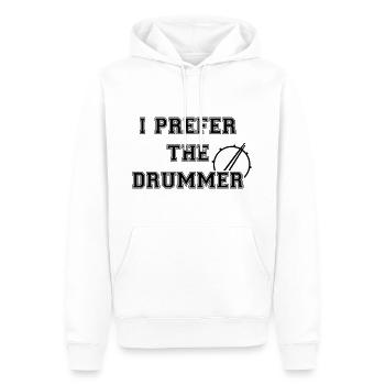 I PREFER THE DRUMMER - Männer Premium Bio Hoodie - Weiß - Vorne - Nico (187cm)