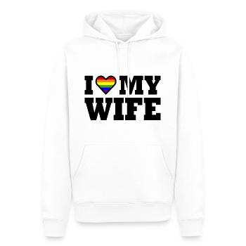 I love my wife - Sweat à capuche Premium bio Homme - blanc - Devant - Nico (187cm)
