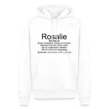 Name Definition Rosalie - Männer Premium Bio Hoodie - Weiß - Vorne - Nico (187cm)