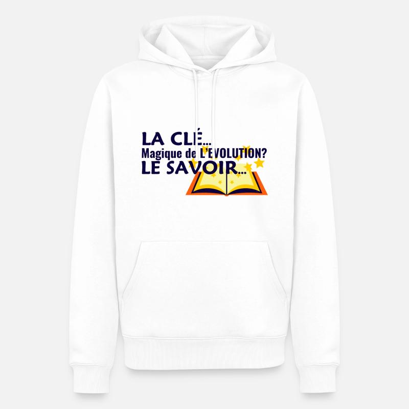 La Clé Magique de l'Evolution: Le Savoir... - Sweat à capuche Premium bio Homme - blanc