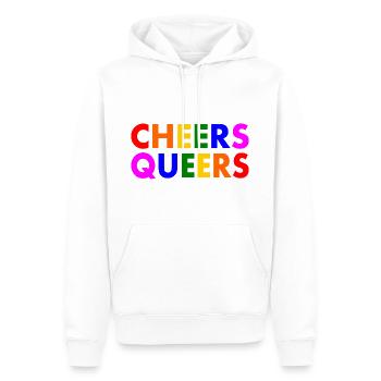 Cheers queers - Sweat à capuche Premium bio Homme - blanc - Devant - Nico (187cm)