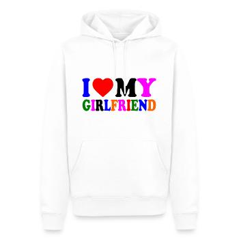 I love my girlfriend - Sweat à capuche Premium bio Homme - blanc - Devant - Nico (187cm)