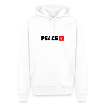 Peace mit japanischem Kanji in schwarz und rot - Männer Premium Bio Hoodie - Weiß - Vorne - Nico (187cm)