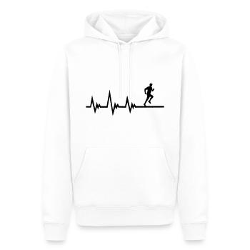 Laufen, Läufer EKG Puls, Herzschlag - Männer Premium Bio Hoodie - Weiß - Vorne - Nico (187cm)