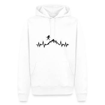 Skifahren, Ski, Berge, Herzschlag, Skifahrer Puls - Männer Premium Bio Hoodie - Weiß - Vorne - Nico (187cm)