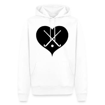 Hockey avec hockey de hockey de coeur - Sweat à capuche Premium bio Homme - blanc - Devant - Nico (187cm)