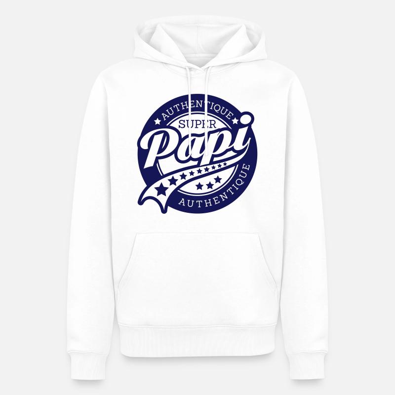 authentique super papi - Sweat à capuche Premium bio Homme - blanc