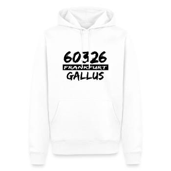 60326 Frankfurt Gallus - Männer Premium Bio Hoodie - Weiß - Vorne - Nico (187cm)