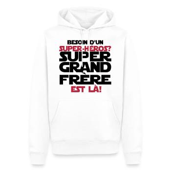 super grand frère est là - Sweat à capuche Premium bio Homme - blanc - Devant - Nico (187cm)